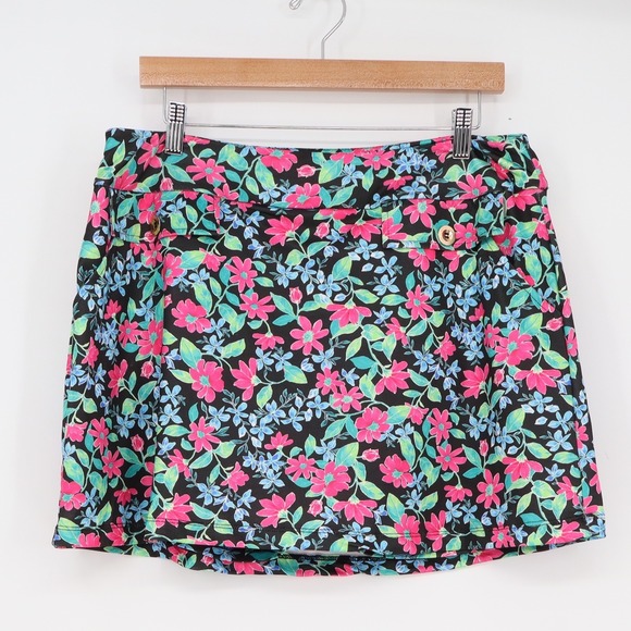 Dear Scarlett Pants - Dear Scarlett Resort Floral Skort Womens Large Black Pink Active Golf